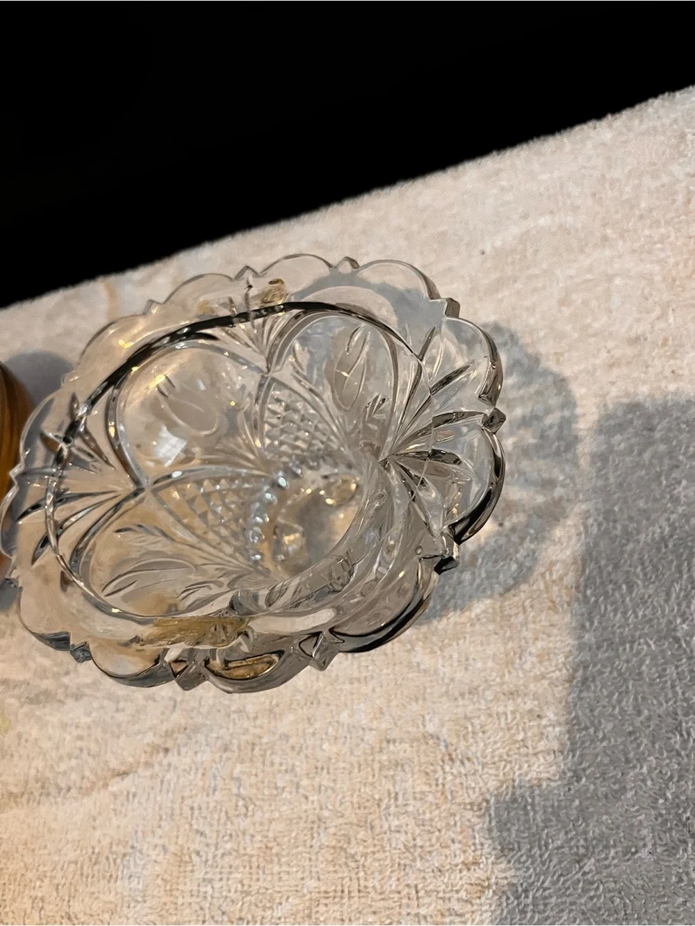 Cut Glass Footed Decorative Bowl - Clear Glass